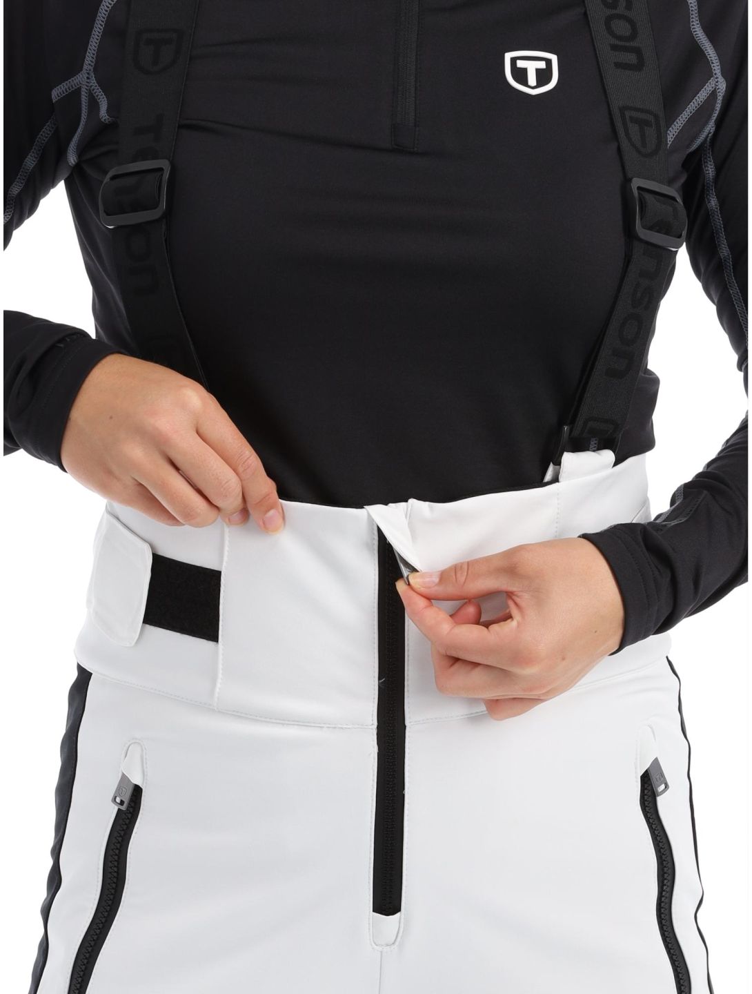 Tenson, Grace Bib pantaloni da sci softshell donna Bright White bianco 