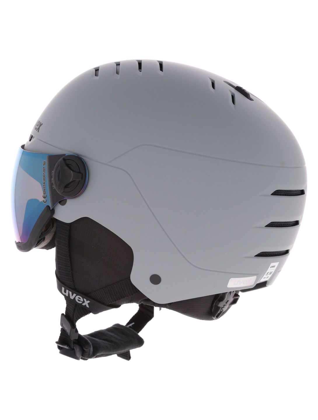 Uvex, Wanted Visor caschetto con visiera unisex Rhino Matt/ Mirror Blue grigio 