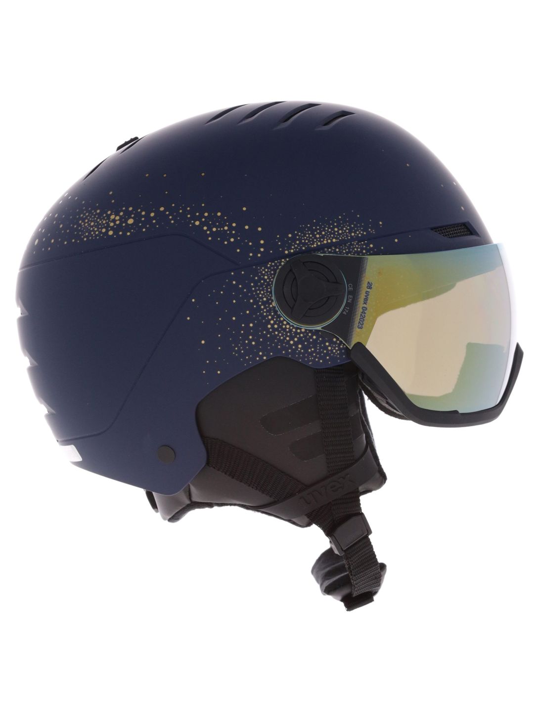 Uvex, Wanted Visor Women Edition caschetto con visiera unisex Polar Sparkle / Mirror Gold blu 