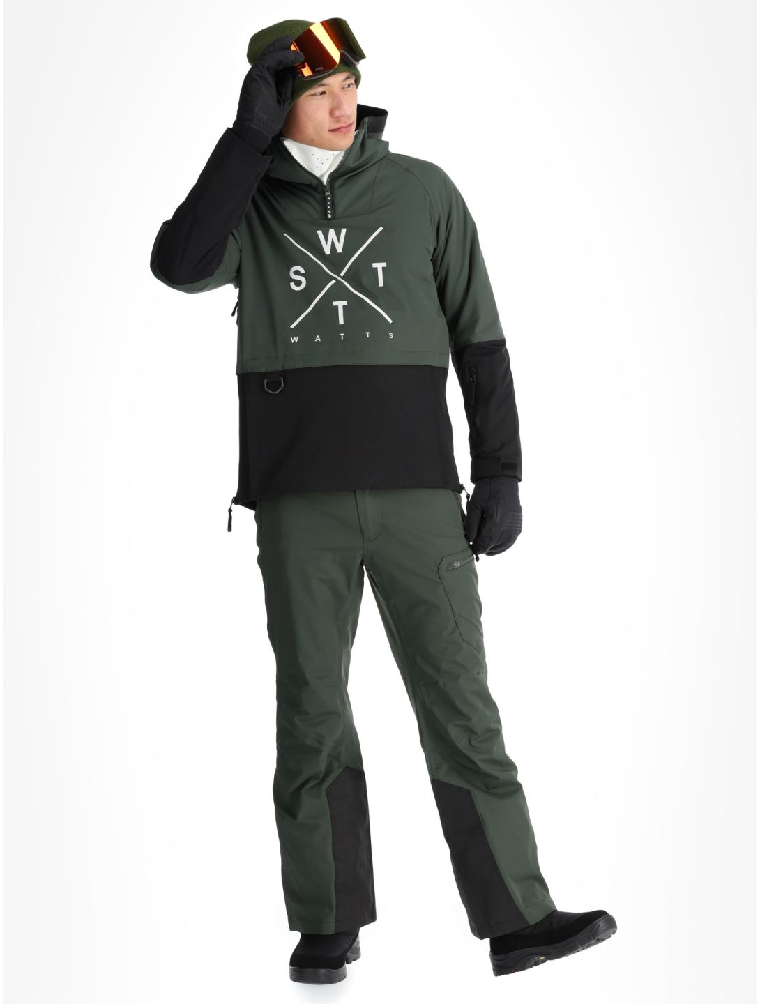 Watts, XMETOD anorak uomo Green / Black nero, verde 