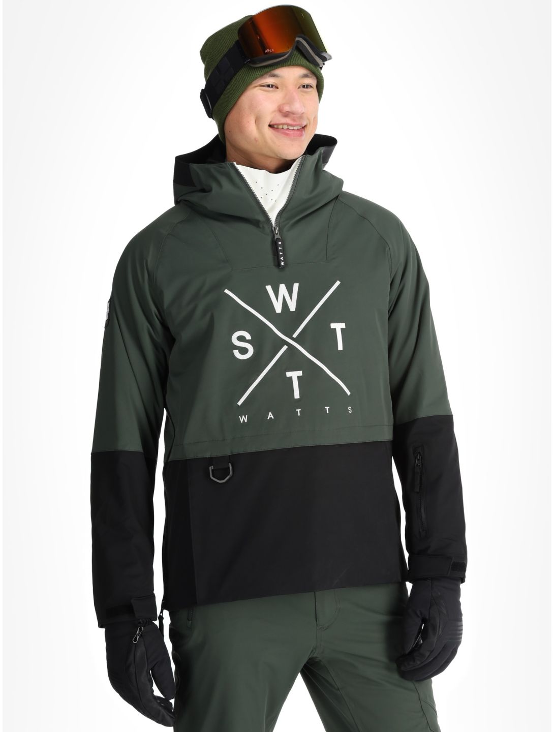 Watts, XMETOD anorak uomo Green / Black nero, verde 