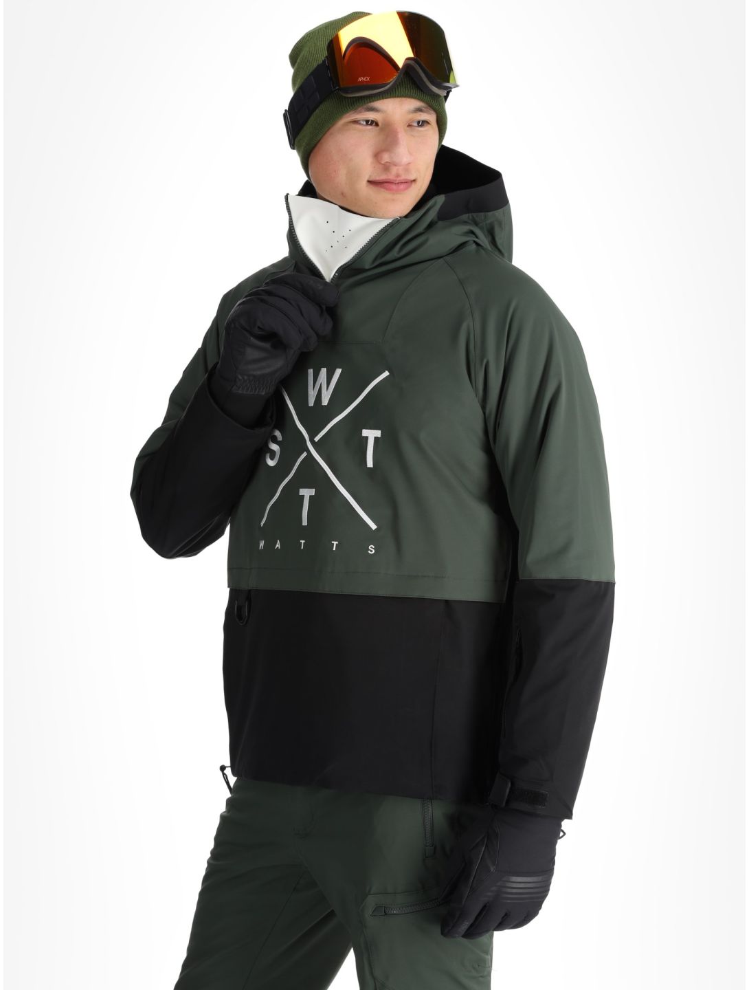 Watts, XMETOD anorak uomo Green / Black nero, verde 