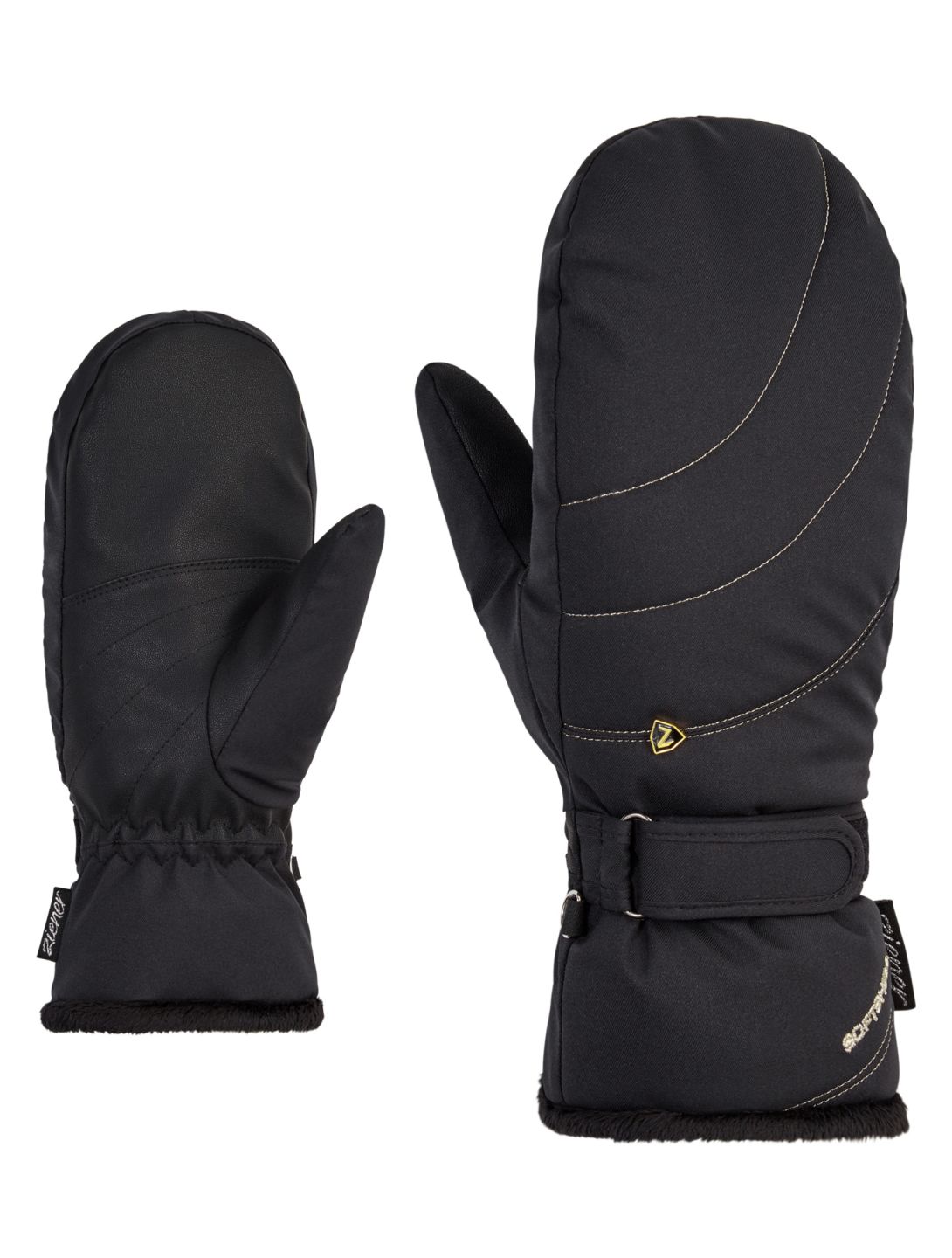 Ziener, Kahlia PR Mitten Lady moffole donna Black Gold Art Goud, nero 