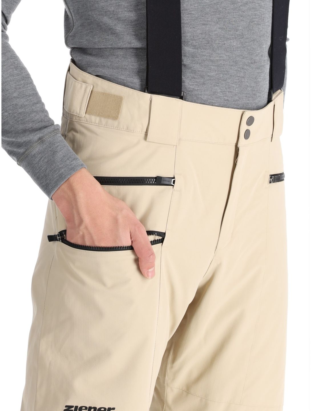 Ziener, Tronador pantaloni da sci uomo Cashew Ripstop beige 