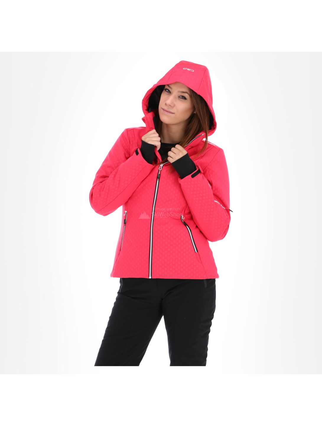 CMP, softshell, donna, giacca con zip, cappuccio, rosa granita