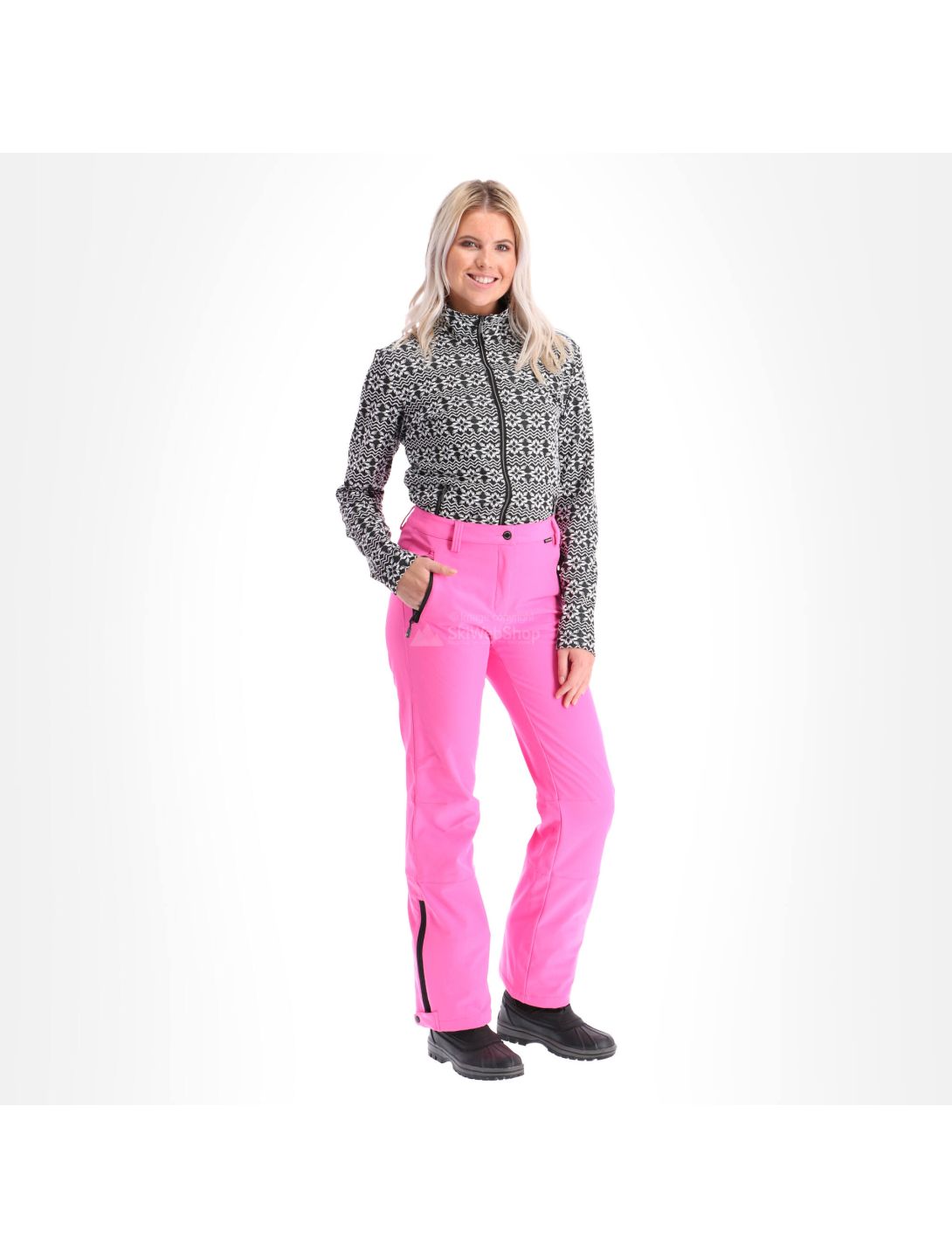 Icepeak, Riksu, pantalone da sci slim fit in soft-shell, donna, rosa