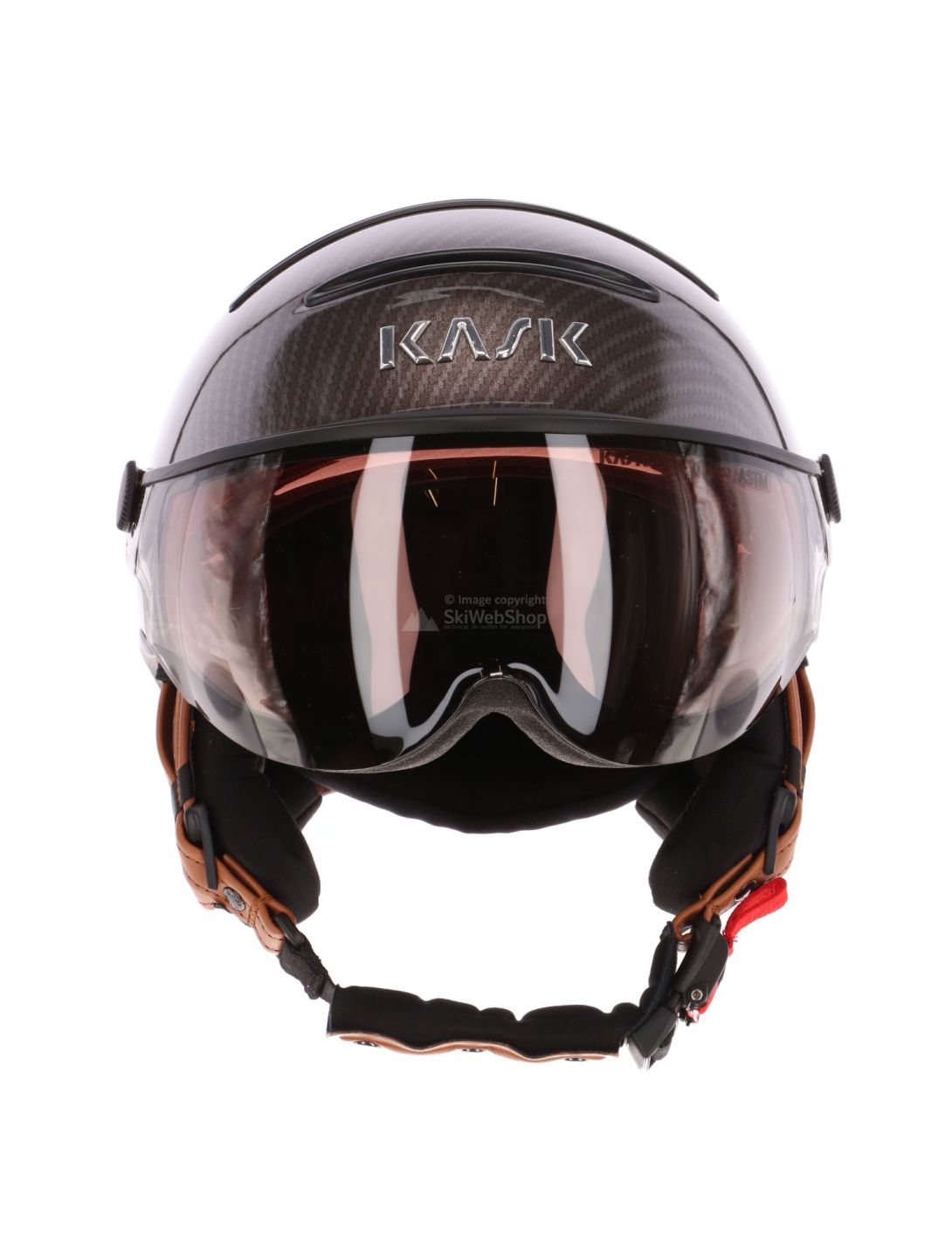 Kask, Elite Pro, casco sci, carbonio/marrone - visiera a specchio oro