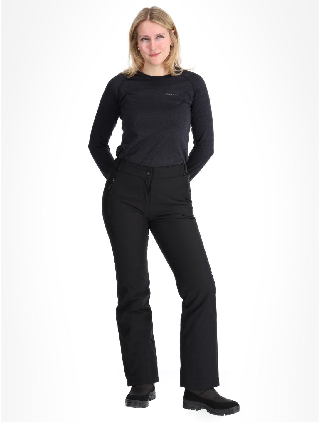 Maier Sports, Vroni Slim 2.0 pantaloni da sci conformato lungo donna Black nero 