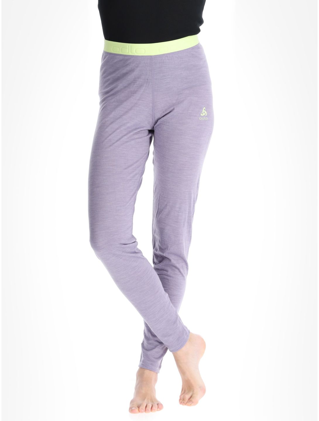 Odlo, Natural Performance PW 150 pantaloni termici donna Gray Ridge Melange - Shadow Lime grigio, verde 