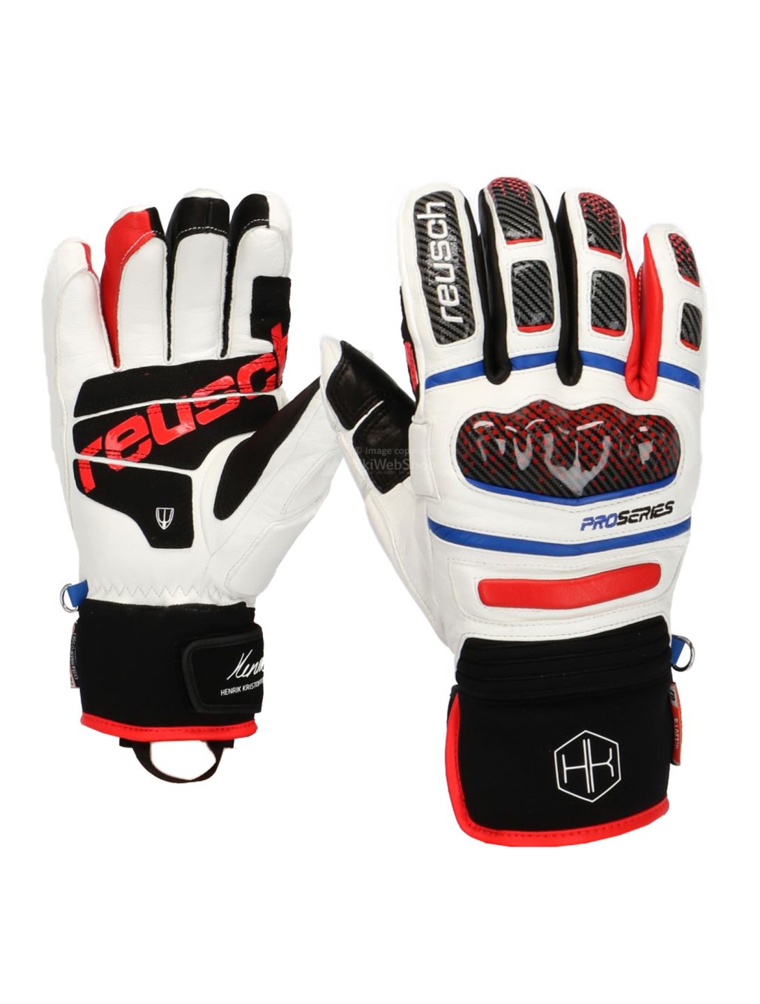 Reusch Henrik Kristoffersen, guanto sci, bianco/rosso fuoco