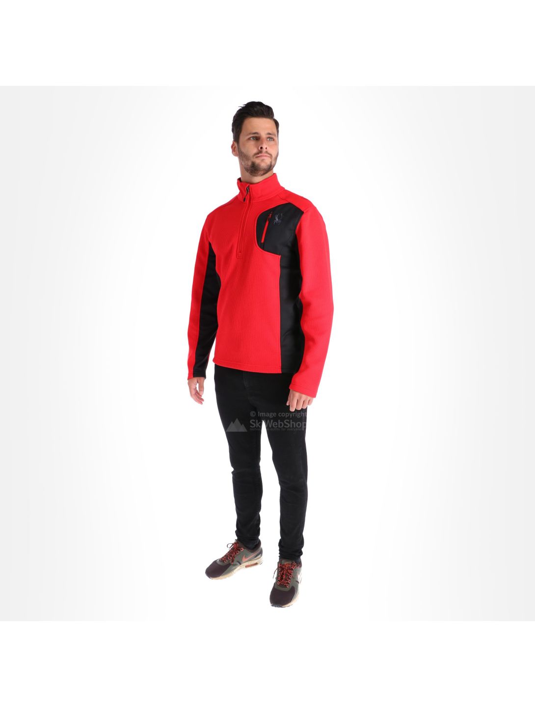 Spyder, Bandit, maglia mezza zip, uomo, rosso/nero