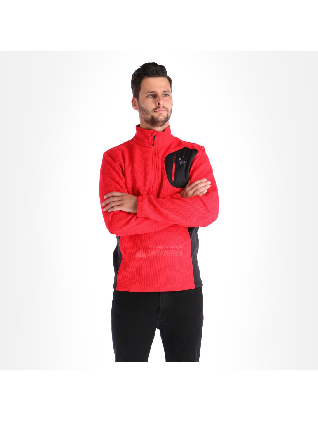 Spyder, Bandit, maglia mezza zip, uomo, rosso/nero