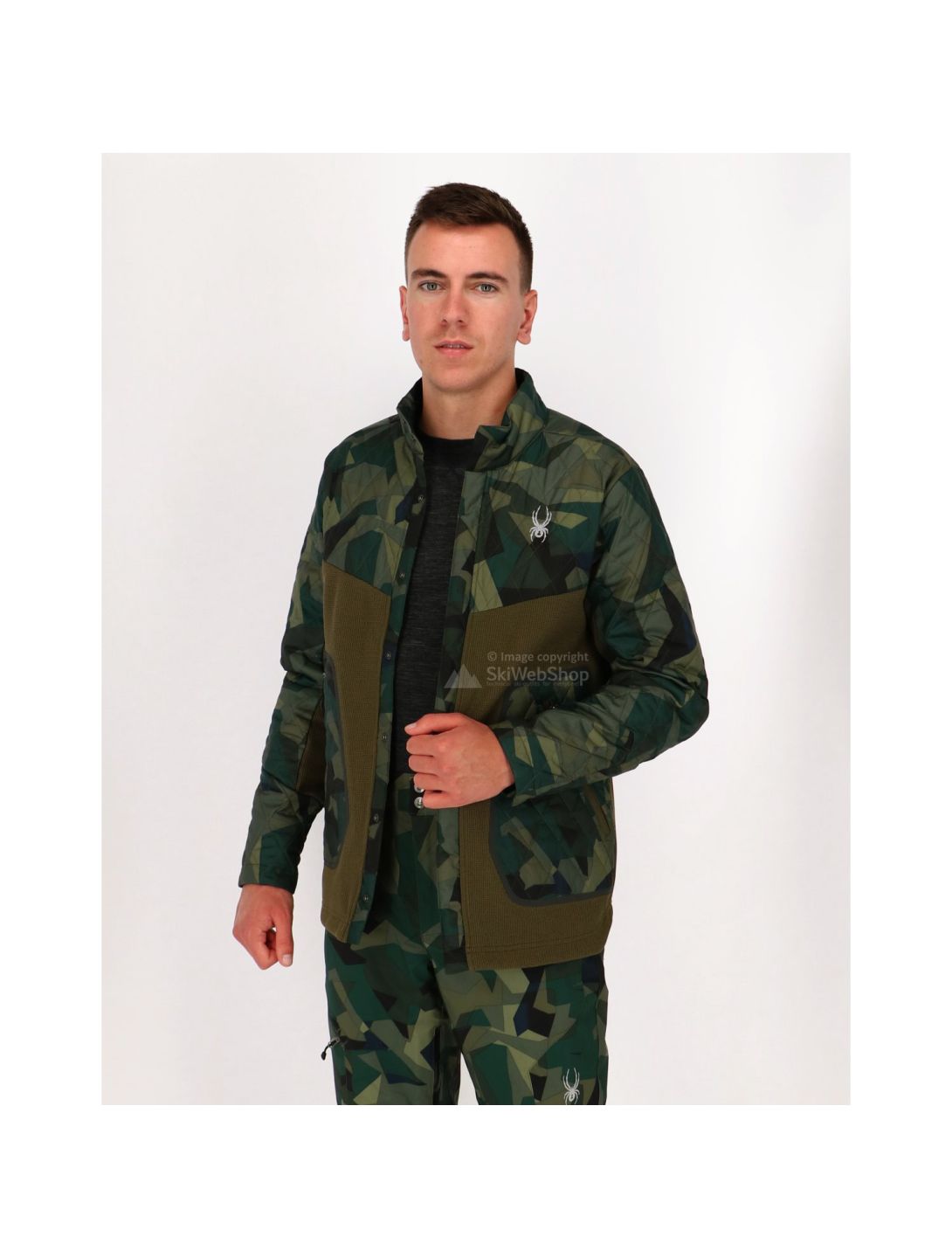 Spyder, Giacca Ouzo Full Snap Stryke, uomo, verde guardiano - verde camo