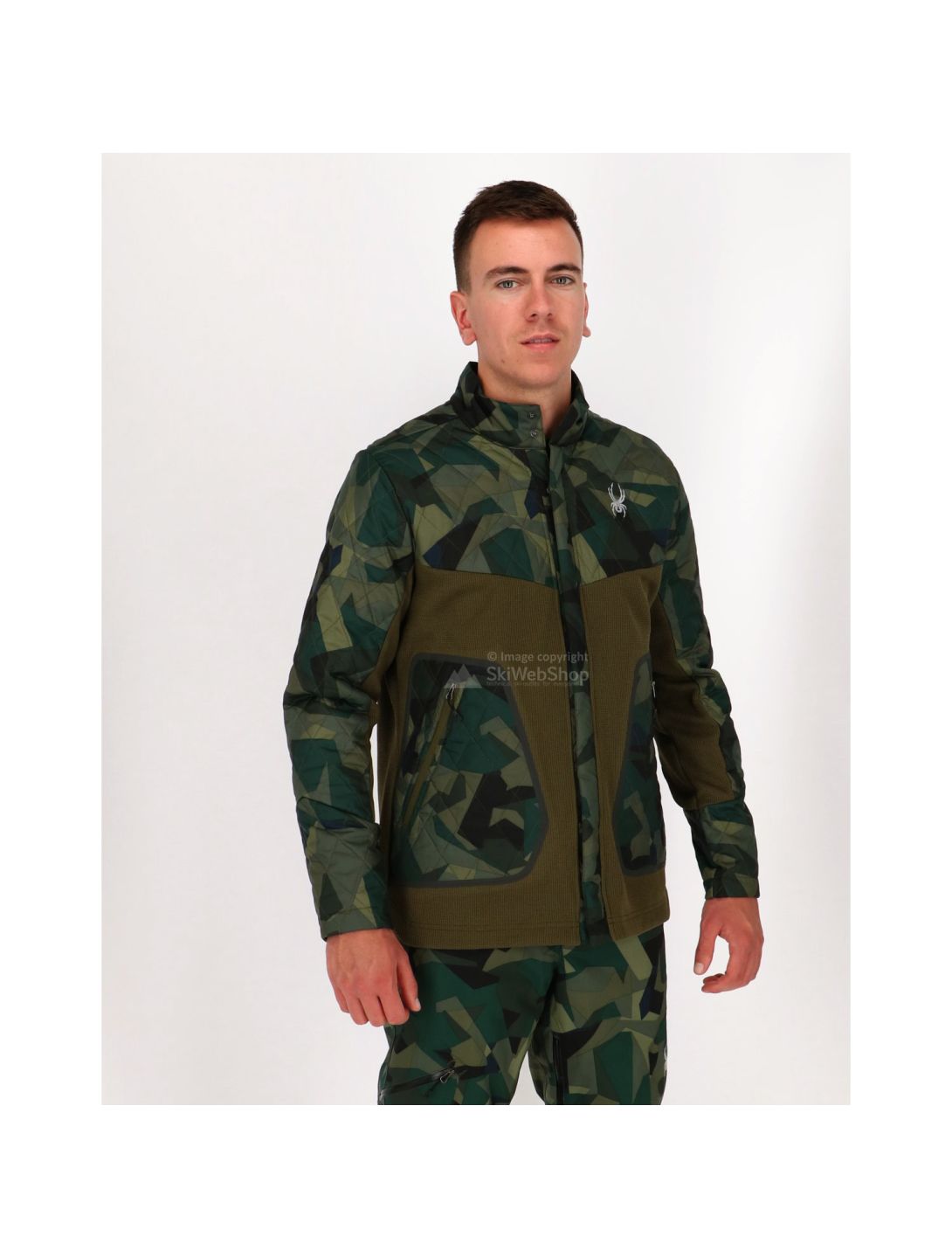 Spyder, Giacca Ouzo Full Snap Stryke, uomo, verde guardiano - verde camo