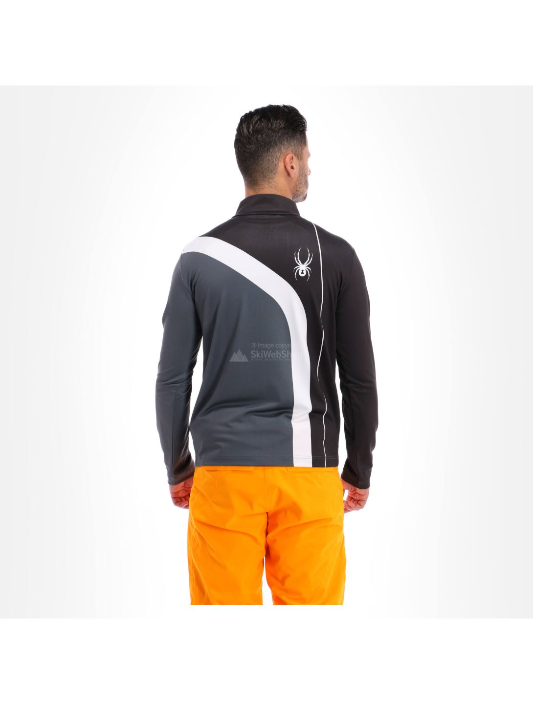 Spyder, Rival, mezza zip collo, maglia, uomo, bianco/nero