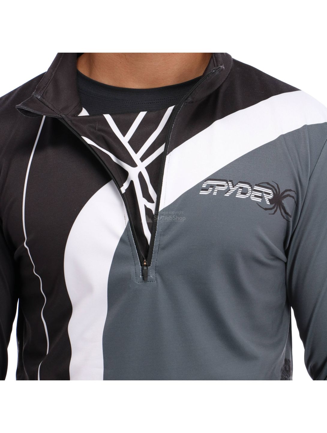 Spyder, Rival, mezza zip collo, maglia, uomo, bianco/nero