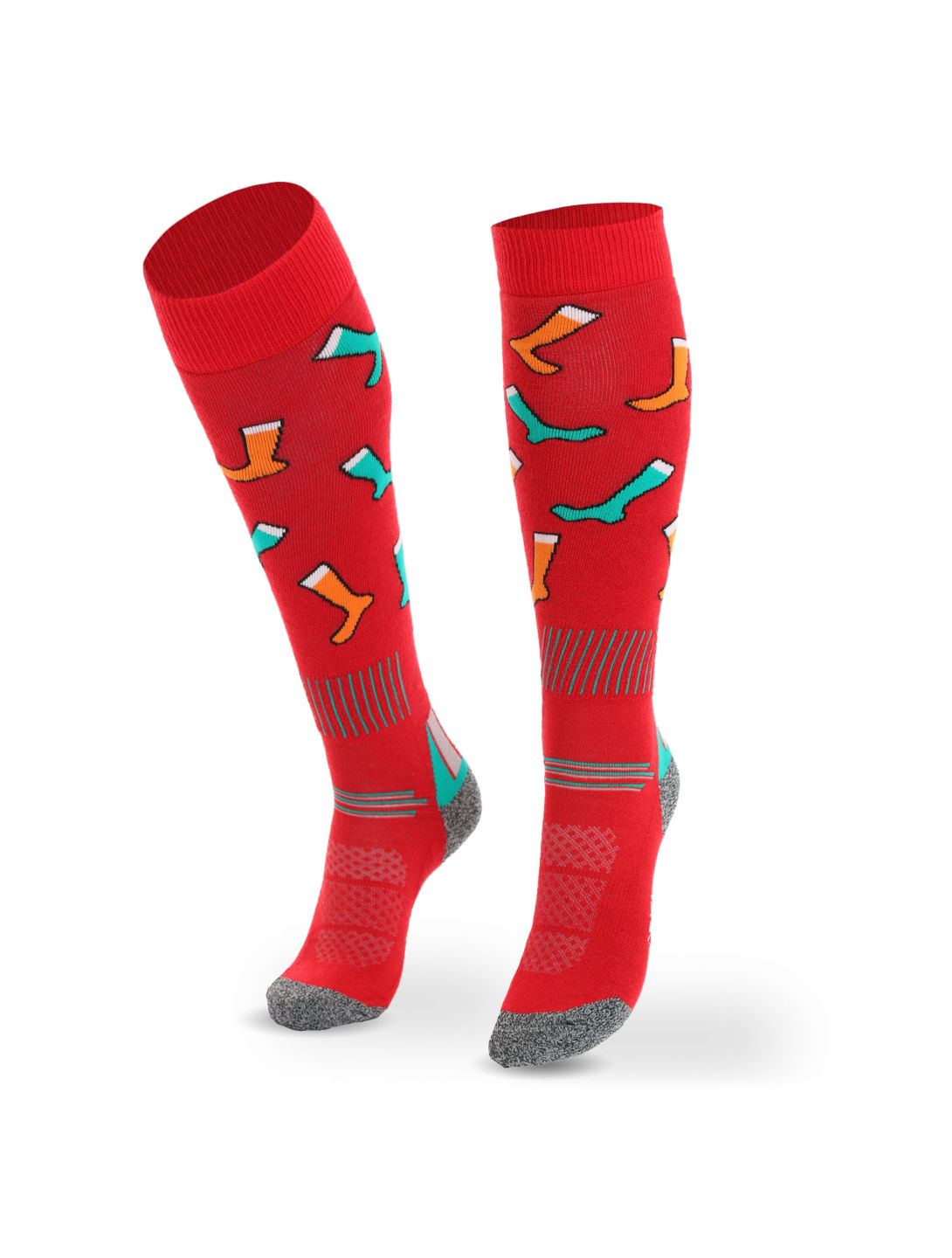 Deluni, Joyride calzini da sci unisex Socks On Socks Red rosso 